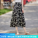婭麗達(dá)（YERAD）國風(fēng)裙子女薄款水墨碎花半身裙女2024新款夏季a字雪紡長裙 黑色 (A0)-國風(fēng)碎花 XL