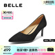百麗（Belle）優(yōu)雅高跟單鞋女2025秋新商場(chǎng)同款羊皮絨面通勤單鞋3O412CQ5 黑色 37 (235mm)