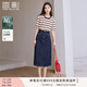 香影a字牛仔半身裙女2025夏裝新款梨形遮胯傘裙中長(zhǎng)款藏青色裙子 藏青 L 165/88A/110-125斤