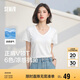 森馬（Semir）短袖t恤女涼感抗菌正肩修身2025夏顯瘦V領(lǐng)白色打底衫109325100002