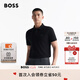 BOSS博斯【七夕節(jié)禮物】【珠地布】男士徽標貼片彈力棉修身短袖Polo衫 001-黑色 L