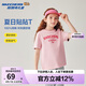 Skechers斯凱奇男女童純棉短袖T恤衫兒童夏季寬松透氣運動上衣L225K055