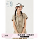 紫涵（ZIHAN）紫涵工裝風(fēng)戶外短袖襯衫半身裙兩件套女夏季日系通勤套裝 沙灰綠 M