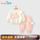 優(yōu)奇嬰兒衣服女寶寶春秋長袖套裝嬰幼兒早秋長袖長褲分體兩件套外出