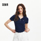 森馬（Semir）polo衫女短款收腰翻領(lǐng)襯衫25夏刺繡涼感緊身T恤辣妹109325115005