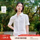 茵曼（INMAN）【純棉】百搭壓褶刺繡翻領(lǐng)襯衫女裝2025夏季新款泡泡袖襯衣上衣 白色 M