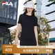 FILA 斐樂(lè)官方女裝針織連衣裙2025夏季新款時(shí)尚簡(jiǎn)約修身開(kāi)衩長(zhǎng)裙子 正黑色-BK M 165/84A/M