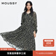 moussy 【劉亦菲同款】南法度假風(fēng)碎花浪漫優(yōu)雅連衣裙028ISX33-3711 020黑色 S