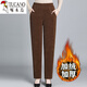 啄木鳥(niǎo)（TUCANO）秋冬燈芯絨中年媽媽褲大碼松緊腰高腰洋氣直筒褲中老年女條絨褲子 焦糖色【加.絨款】 5XL 建議145-165斤