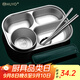HUYO餐盤(pán)成人飯盒抗菌316不銹鋼兒童餐盤(pán)分格盤(pán)早餐盤(pán)子湯碗餐具套裝 餐盤(pán)4格+304湯碗+316筷勺+餐具盒