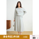 獨束大碼女裝斜肩衛(wèi)衣半裙兩件套春裝氣質通勤套頭上衣高腰中長裙 淺花灰（上衣） L (尺碼：2)