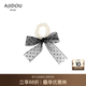 AJIDOU七夕阿吉豆發(fā)圈女網紗波點蝴蝶結彈性仿珍珠百搭發(fā)繩頭繩發(fā)飾 黑白 蝴蝶結寬14cm，長11cm