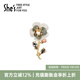 She's茜子唯愛(ài)序曲原創(chuàng  )山茶花胸針高檔胸花別針絲巾扣配飾生日禮物女 墨綠色D0