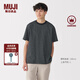 無(wú)印良品（MUJI）男式天竺編織圓領(lǐng)短袖T恤男士打底衫男款休閑上衣夏季男裝 黑色條紋 S (165/84A)
