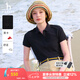 哈吉斯（HAZZYS）女裝 夏季女士【PHIZ系列】4?？坌奚硇蓍ePOLO衫女 黑色BK (155/80A 36) S