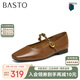百思圖25春簡約復(fù)古瑪麗珍鞋方跟女單鞋M1107AQ5 棕色 36
