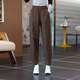 歐洛黛休閑褲女2026春秋新款寬松直筒抗皺蘿卜褲高腰簡(jiǎn)約百搭哈倫褲子女 深咖色 (春秋休閑褲） M 建議80-100斤