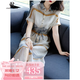 clotho Rennie品牌女裝時(shí)尚連衣裙女2025夏季新款氣質(zhì)收腰顯瘦短袖中長(zhǎng)款裙子 圖片色 M