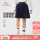 英氏（YEEHOO）女童裙子兒童半身裙中大童裝短裙學(xué)院風(fēng)運動(dòng)休閑秋裝 深藍 140