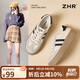 ZHR德訓(xùn)鞋女輕便舒適透氣女鞋厚底增高經(jīng)典休閑鞋女 KS75 米黑 37 