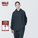 無印良品（MUJI）Labo 男女通用 不易沾水雙層編織 連帽運動衫 衛(wèi)衣無性別男式女式 藏青色 XL （180/96A）