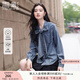 香影復(fù)古蝴蝶結(jié)牛仔襯衫女2025秋季新款正肩立領(lǐng)襯衣港風(fēng)藍(lán)色上衣 牛仔藍(lán) M