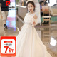 皮爾卡丹（pierre cardin）童裝女童連衣裙夏季2025新款中大童小女孩夏裝露肩雪紡長(cháng)裙公主裙 白色 140 尺碼9~10歲【130-140cm】