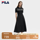 FILA 斐樂官方女裝連衣裙2025夏新款時(shí)尚休閑簡約修身短袖連身裙子 正黑色-BK S 160/80A/S