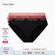 Calvin Klein內(nèi)衣女士本命年ck三條裝提花光澤性感比基尼三角內(nèi)褲女QP3289O P2A-太空黑/玉紅/玫瑰粉 3條 S