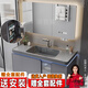 浴百家衛生間浴室柜陶瓷一體盆柜洗手盆柜組合洗漱臺懸掛式洗臉盆柜膚感 80cm圓弧美妝鏡+圓角膚感盆