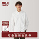 無(wú)印良品（MUJI）男式 水洗 平紋 長(cháng)袖襯衫 男士長(cháng)袖襯衣外套 翻領(lǐng) AC2WPC5S 白色 L （175/100A）
