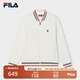 FILA 斐樂(lè)官方男士針織長(zhǎng)袖外套2025夏季新款舒適簡(jiǎn)約休閑棒球服 云白-WT L 175/96A/L