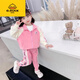 G.DUCKKIDS童裝女童套裝2025新款洋氣兒童女寶寶春秋款運動(dòng)服時(shí)髦秋季兩件套 小熊兩件套 90 建議1-2歲 身高80-90cm