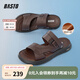 百思圖2025夏商場(chǎng)新款牛皮戶外休閑男運(yùn)動(dòng)涼鞋爸爸皮涼鞋W2915BL5 棕色 42