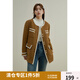 獨(dú)束大碼女裝復(fù)古優(yōu)雅小香風(fēng)毛呢外套女冬裝新款圈圈呢料羊毛呢大衣 金棕色 XL