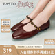 百思圖25春簡(jiǎn)約復古瑪麗珍鞋方跟女單鞋M1107AQ5 紅色 37