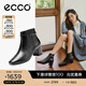 愛(ài)步（ECCO）靴子女 2025新款冬季切爾西靴羊皮中跟厚底方頭女靴 型塑290983 黑色29098301001 37