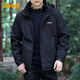 吉普（JEEP）夾克男秋冬季休閑連帽外套男士潮流寬松沖鋒衣服男裝 黑色 3XL