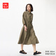 優(yōu)衣庫(kù)女裝尼龍連衣裙/7分袖裙子480632 56 橄欖色 M /160/84A