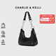 CHARLIE&KELLI CK品牌包包女包小眾鏈條簡(jiǎn)約腋下包女士斜挎單肩包送女生日禮物 黑色【京倉配送 贈禮袋+賀卡】