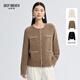 深呼吸DEEP BREATH女裝秋裝新款圓領(lǐng)勾花邊裝飾云朵針織開(kāi)衫女A401511 咖 XL (5)