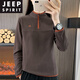 JEEP SPIRIT立領(lǐng)抓絨衣女長(cháng)袖T恤戶(hù)外抓絨保暖打底上衣徒步登山服運動(dòng)健身衣 深咖色 XL