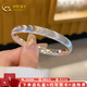 中國黃金（CHINA GOLD）銀手鐲貓眼手鐲足銀拉絲銀手鐲女鐲子送老婆女友七夕情人節(jié)禮物 【58圈口】約22g+禮盒