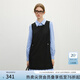 范思藍(lán)恩【趙昭儀同款】學(xué)院風(fēng)減齡連衣裙女2025春新款假兩件拼接A字裙子 黑色 M