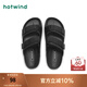 熱風(fēng)（Hotwind）【商場(chǎng)同款】涼拖鞋男鞋男士時(shí)尚拖鞋百搭一字拖厚底戶外休閑涼拖 01黑色 43 偏大半碼