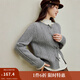 茵曼（INMAN）2025秋冬女裝新款甜美風(fēng)蝴蝶結(jié)麻花毛衣休閑寬松顯瘦針織外套 貴族灰 M