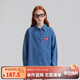 ELLE KIDS春季新品】法式學(xué)院風(fēng)女童大童純棉透氣吸濕翻領(lǐng)牛仔微落肩襯衫