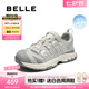 百麗（Belle）戶外風(fēng)老爹鞋女2025秋新商場同款厚底增高抽繩休閑鞋E2C1DCM5 米色/灰 36 (230mm)