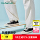 熱風(fēng)女士經(jīng)典小白鞋秋季新款復(fù)古時尚百搭厚底帆布鞋外出透氣布鞋女鞋 01黑色（H14W4567） 38