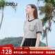 百圖betu女裝2025夏季新款襯衫拼接撞色木耳邊小香風(fēng)短袖上衣2503T54 灰色 M